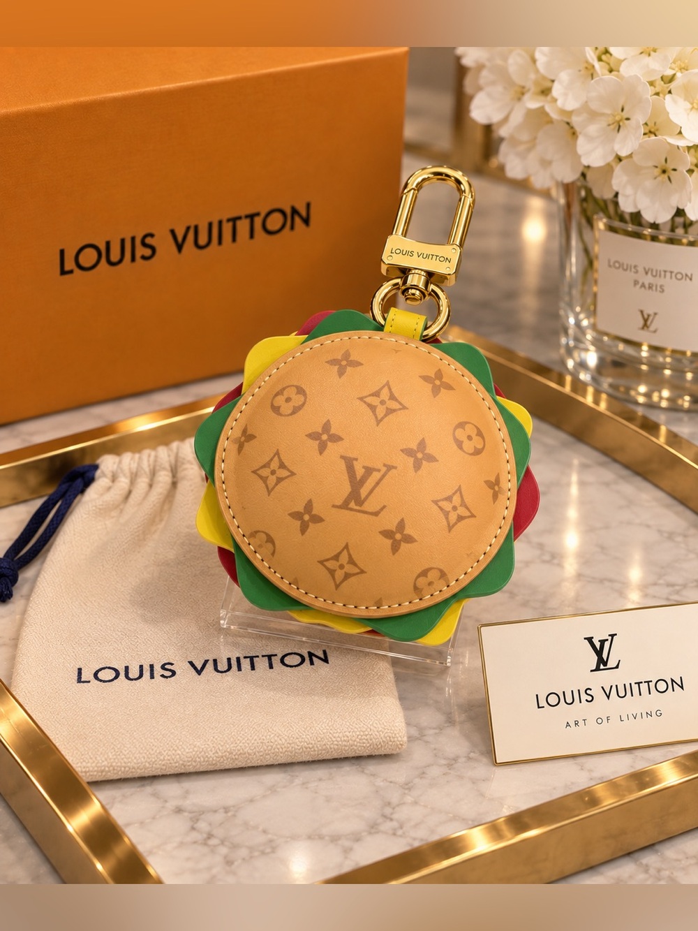 Multicolor Monogram Hamburger Key Holder